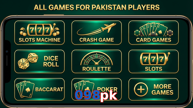 Main screen of 098Pk games page for PK players